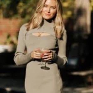 Green mini sweater dress